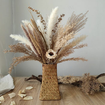 Literary Retro Natural Dried Reed Bouquet Set B&B Clothing Store Window Home Desktop Decoration Real Flower Ornaments