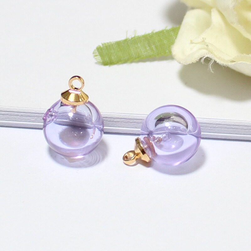 ライトパープルエッセンシャルオイルビーズ+ゴールドキャップ