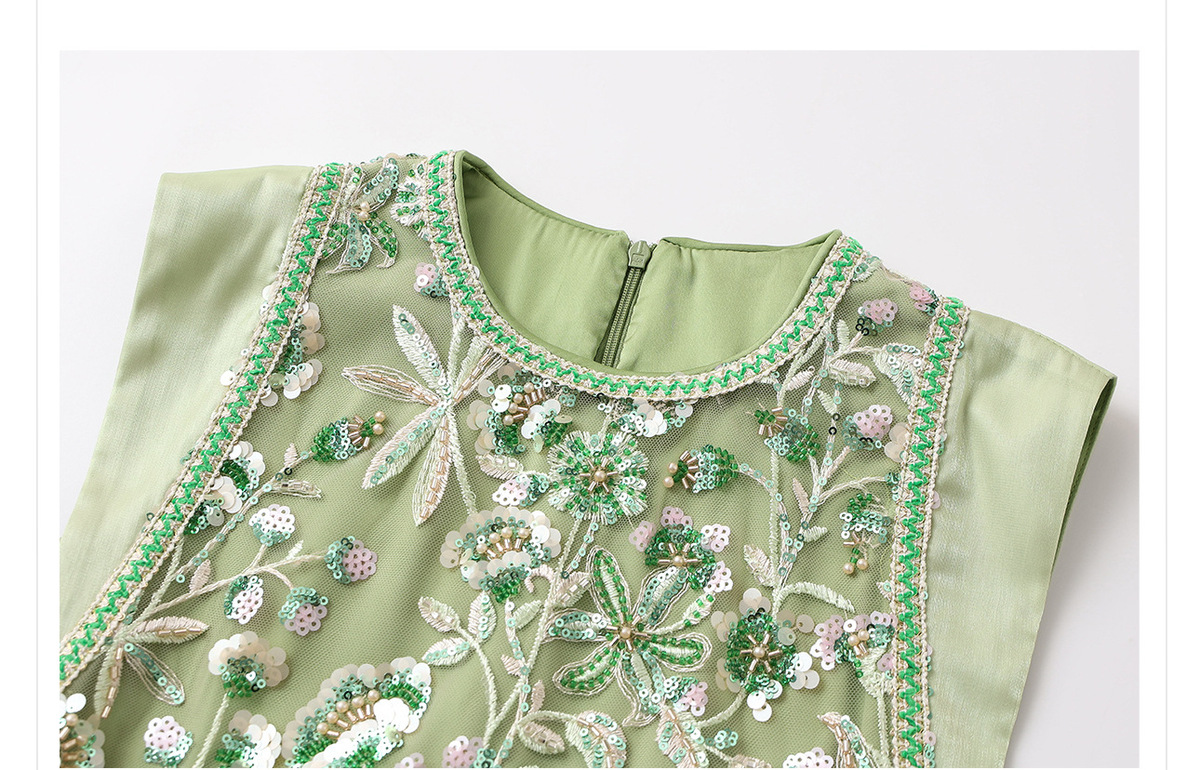 Đầm maxi nữ thêu đính cườm tay phồng dáng suông — Cloud Water Blue (Giao hàng ngay hôm nay), Cloud Water Blue (Giao hàng trong 7 ngày), Jasper Green (phát hành cùng ngày), Jasper xanh (giao hàng trong 7 ngày)