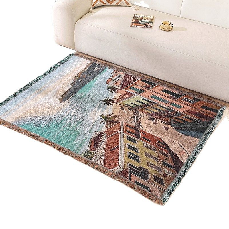 Cross-border Trade Decorative Blanket Jacquard Tapestry Landscape Cotton Blanket Sofa Blanket Dustproof Full Cover Sofa Blanket