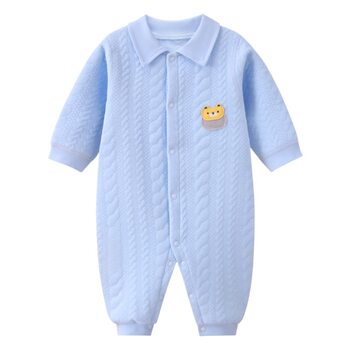Baby Clothes Newborn Romper Spring Autumn Winter Pure Cotton Closed-Crotch Unisex Baby Jumpsuit Crawling Suit Thickened Pure Cotton Seamless