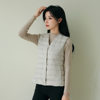 Pinghu Autumn and Winter Women's Lightweight Round Neck Down Liner Vest Warm White Duck Down Vest Solid Color Slim-fit Waistcoat