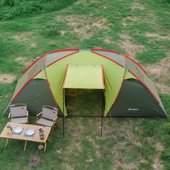 Chenodoji tunnel tent outdoor two-bedroom and one-living room thickened windproof rain-proof tent camping sun-proof canopy tent