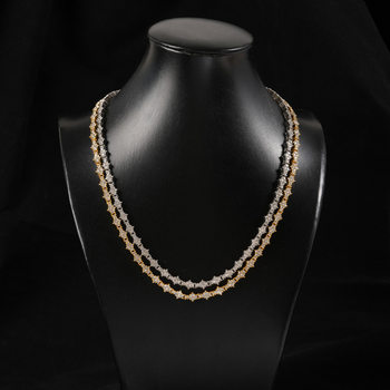 Cross-border European and American Personality Plum Blossom Cross Necklace Bracelet for Men and Women Full Diamond Hip Hop Brand Full Diamond All-match Jewelry