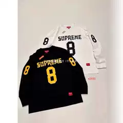 Digital Supreme Crew Neck Long-Sleeve American-Style Trendy Classic Football Jersey Printed Ribbed High Street T-Shirt for Men and Women