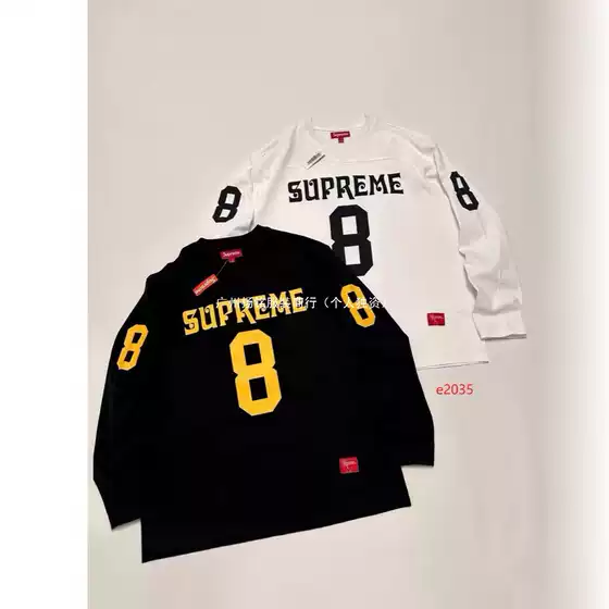 Digital Supreme Crew Neck Long-Sleeve American-Style Trendy Classic Football Jersey Printed Ribbed High Street T-Shirt for Men and Women