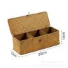 Seagrass European-Style Desktop Storage Box with Lid, Living Room and Bedroom Storage Basket, Snack Storage Box, Compartmentalized Storage Basket