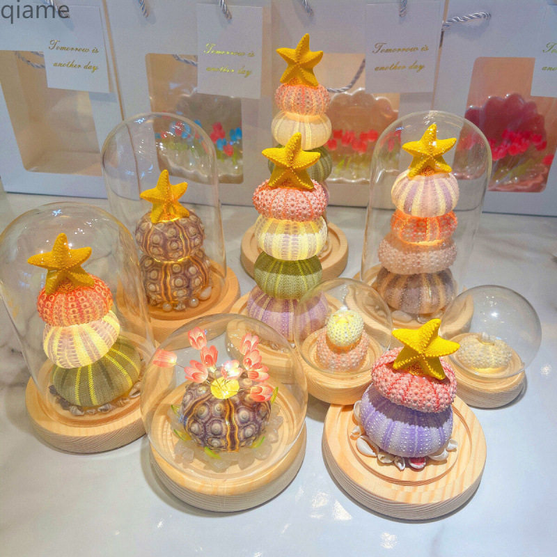 New Year and Spring Festival Ornaments Shell DIY Sea Urchin Shell Luminous Night Light Material Package Birthday Gift for Girlfriend