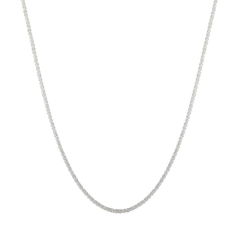 Korean Style Silver Plain Chain Pendant Sparkling Starry Sky Necklace Accessory Simple Versatile High-End Collarbone Jewelry