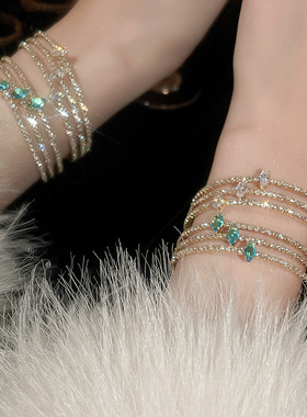 超闪锆石字母手镯ins小众轻奢气质手环时尚百搭级感手饰女