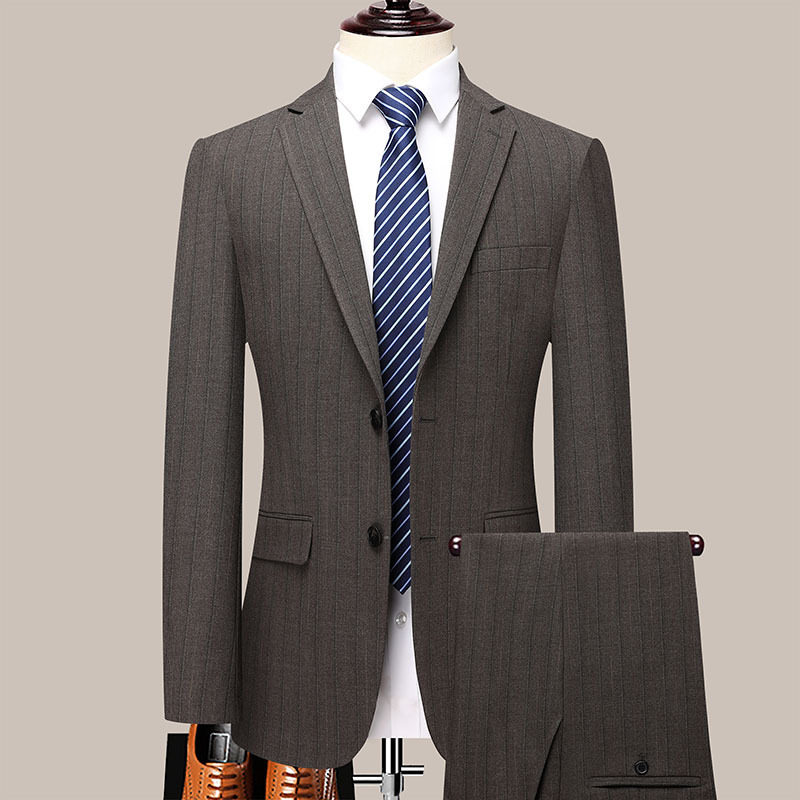 Bộ Vest Nam Kẻ Sọc Dáng Ôm Cao Cấp Phong Cách Hàn Quốc Màu Xám