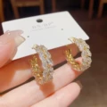 No. 89 gold-zircon wheat earrings (thick real gold plating)