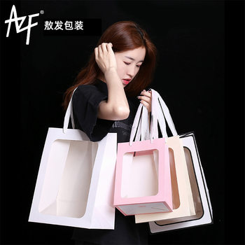 Manufacturer Wholesale Transparent Window Bag Mother's Day Flower Gift Packaging Gift Bag Window Gift Satchel Packaging Bag