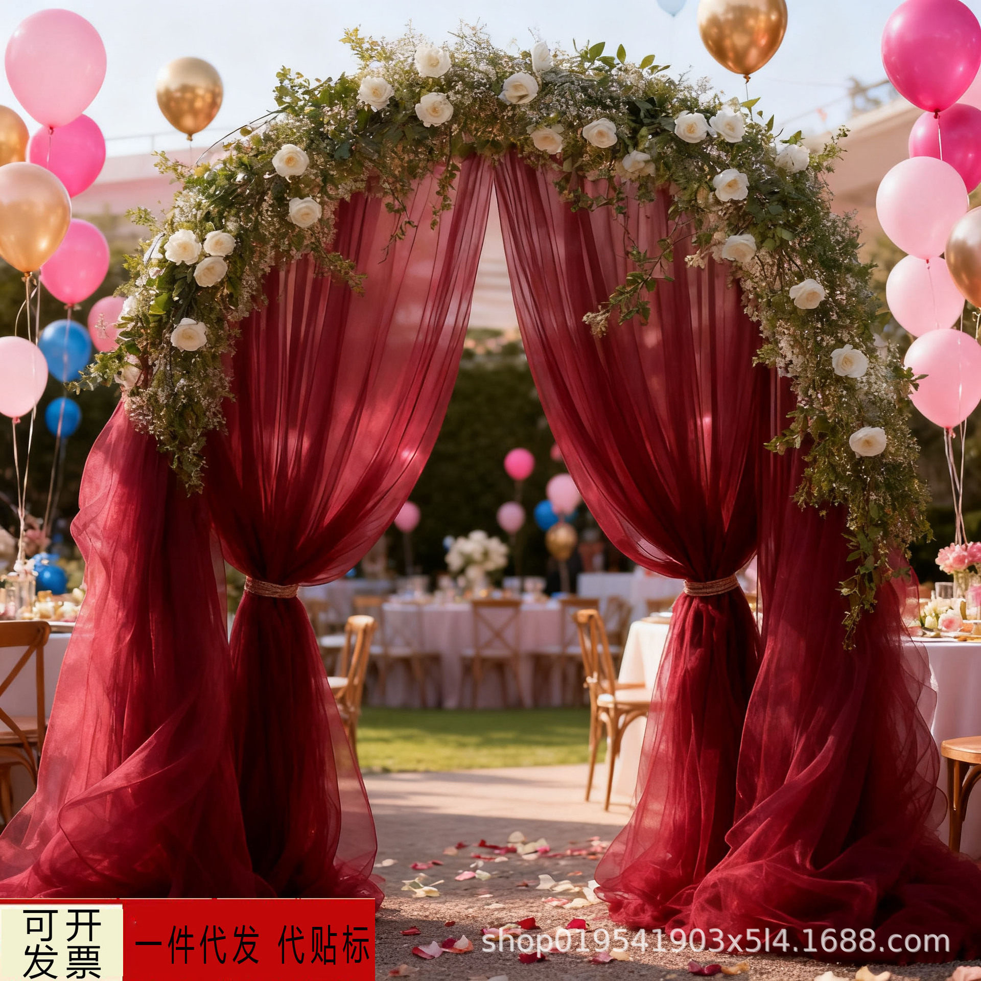 Hot Selling Gauze Outdoor Lawn Wedding Gauze Party Wedding Arch Curtain Ceiling Swiss Gauze Background Mesh