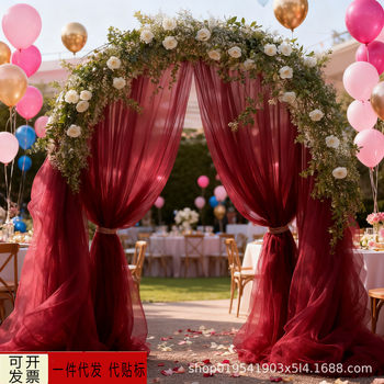 Hot Selling Gauze Outdoor Lawn Wedding Gauze Party Wedding Arch Curtain Ceiling Swiss Gauze Background Mesh