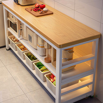 Kitchen Rack Multi-Functional Floor-Standing Multi-Layer Table Vegetable Cutting Workbench Microwave Oven Pot Storage Shelf Side Cabinet