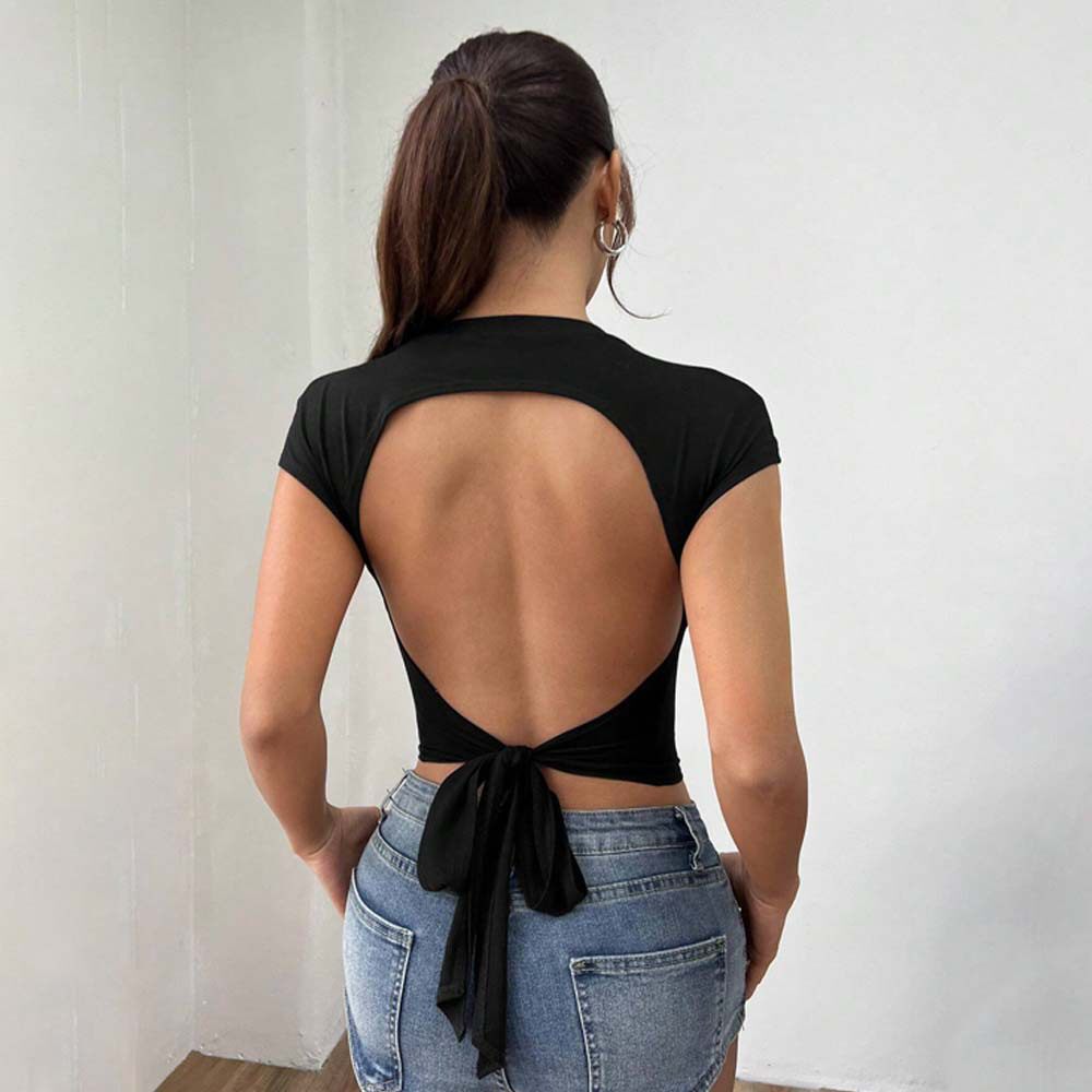 Backless Tie Front Top Slim Fit Sexy Design Spring Summer Style Perfect for Parties and Night Out Wholesale