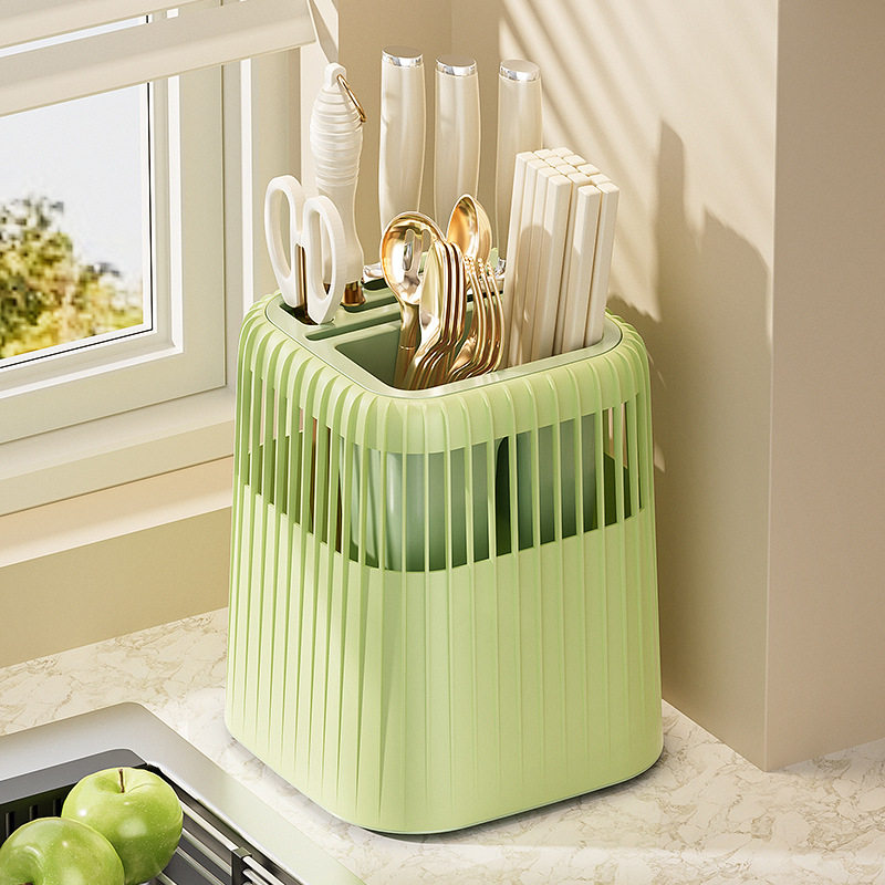 Multifunctional Rotating Knife Rack Table Top Split Drying Rack Household Kitchen Rack Kitchenware Storage Box Chopsticks Tube