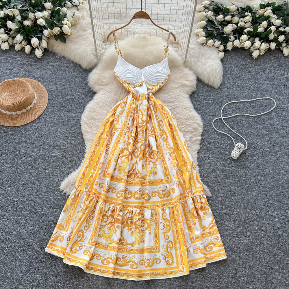 Fashionable Womens Maxi Dress Elegant Floral Print Waist Defining Flattering Fit Autumn Style Wholesale Available