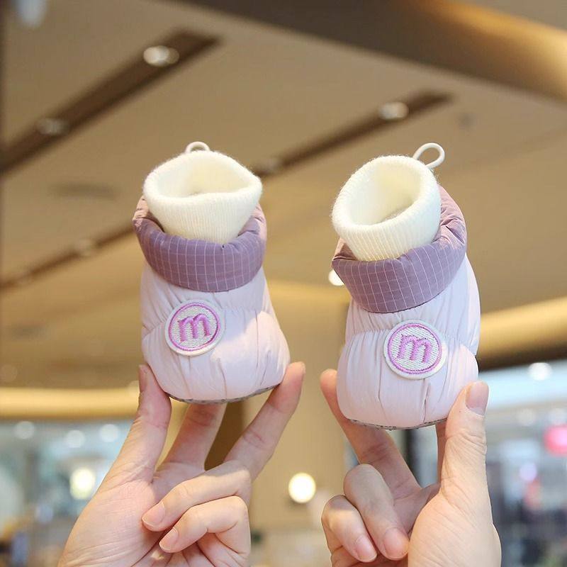 Winter Baby Cotton Shoes Soft Sole Male and Female Baby Shoes and Socks Warm Thickeneded Fleece-Lined Shoes 0-1 Years Old 12 Months