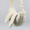 Cute creamy-white embroidered plush dumpling rabbit long ear messenger bag for mobile phone bag