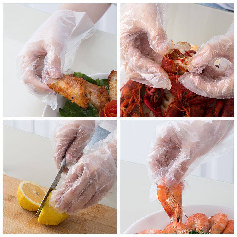 Removable Disposable Gloves Food and Catering Plastic Film Household Transparent Thickeneded Grade Durable Boxed Commercial
