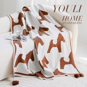 Light Luxury Cartoon Children's Blanket Nordic Style Living Room Famous Simple Sofa Blanket Cover Blanket Bed End Towel Casual Blanket