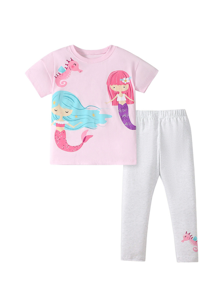 Source Kids' Clothing Factory, Year Summer New Kids' Short-sleeve Set, Cute Girls' 2-piece Outfit