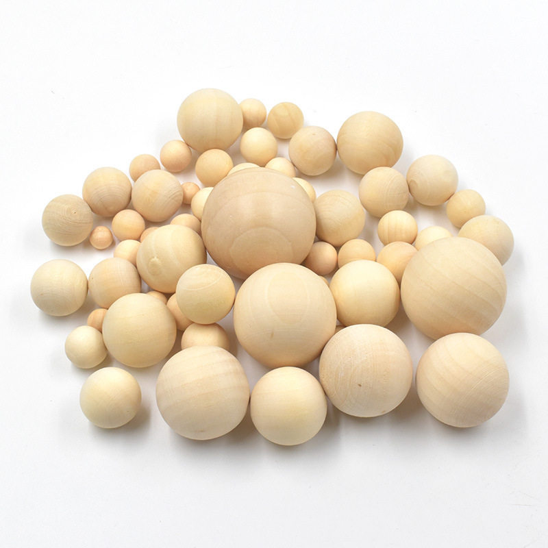 厂家批发8MM-50MM荷木无孔木珠圆球原木色木质不打孔木珠子散珠