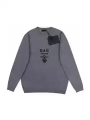 P Family Autumn and Winter Round Neck Long Sleeve Sweater Alphabet Jacquard Pujia logo Knitted Sweater Men's Casual Top Wool Sweater