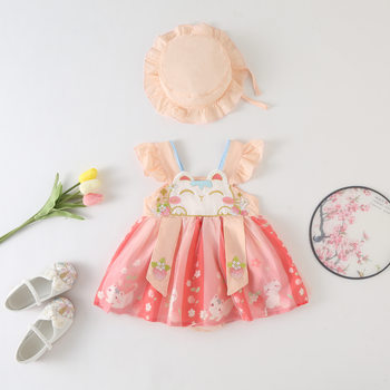 Chinese Style Summer Style Girls' Hanfu Sleeveless Baby Clothes Baby Jetsuit Sling Tang Suit Princess Dress