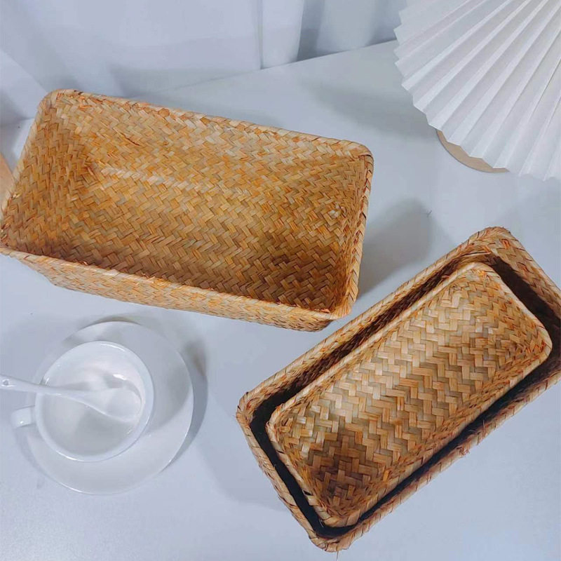 Factory Direct straw storage box sundries storage basket woven storage basket non-rattan wicker crafts wholesale