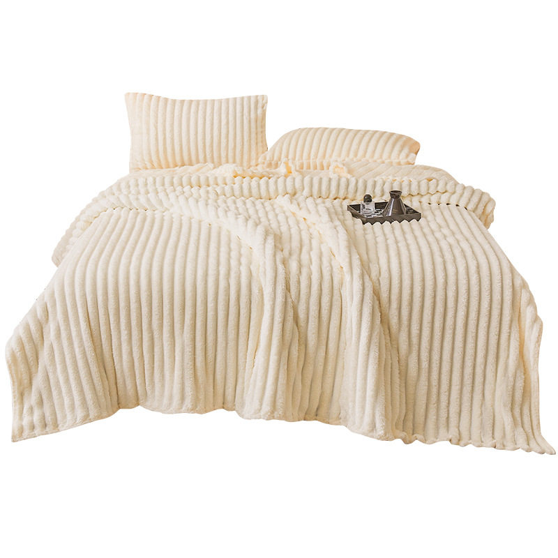 Autumn and Winter Solid Color Rabbit Fur Plush Blanket, Thickened and Warm Milk Velvet Nap Blanket, Cross-Border Foreign Trade Live Broadcast Flannel Blanket