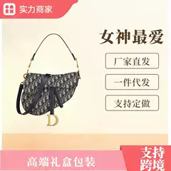 Saddle Bag for Women, Blue D Brand 2025 Embroidered Monogram All-Over Print Crossbody Handbag, European and American Retro Style