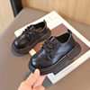Children's small leather shoes 2023 spring new girls simple British small children's shoes lace-up boys shoes