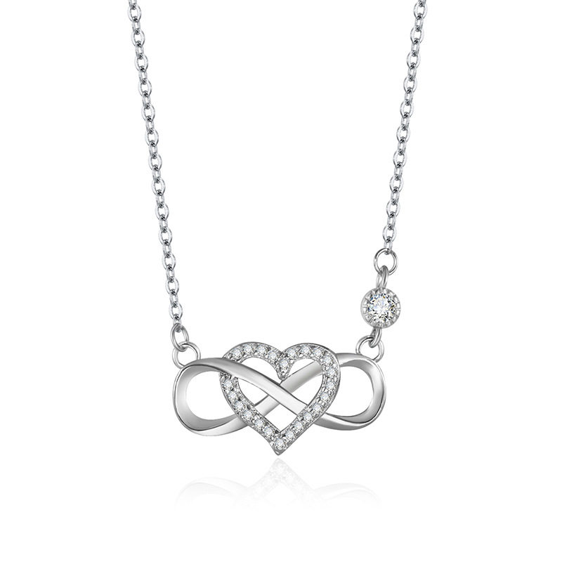 Cross-border European and American Amazon Diamond Heart-shaped 8-character Pendant Clavicle Chain Women's Endless Love Mobius Necklace