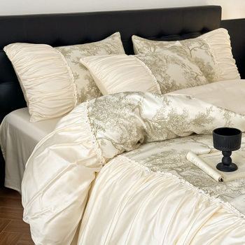 Antique French Retro Four-piece Set Class A Silky Washed Silk Bedding Quilt Cover 1.8 Bed Sheet 4-piece Set