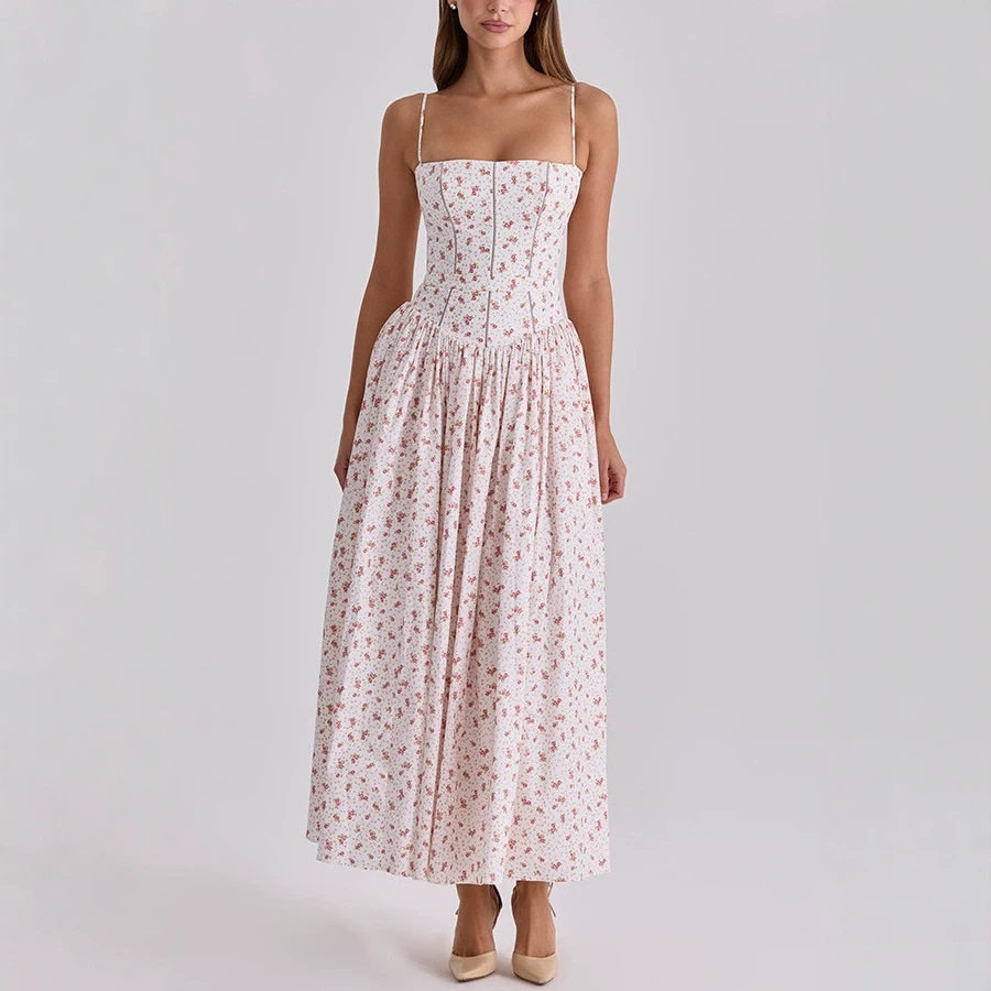 Floral Slip Dress Elegant Slim Fit Soft Fabric Perfect for Spring Summer Occasions Wholesale Available