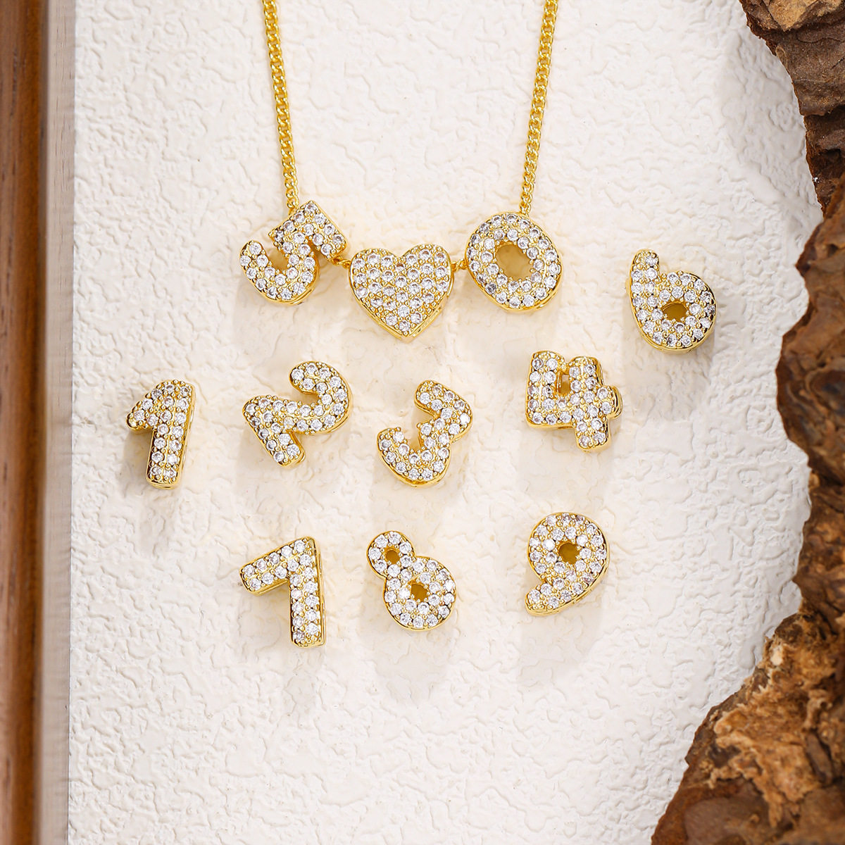 European and American Cross-Border DIY Personalized English Name Alphanumeric Necklace Zircon Letter Pendant Clavicle Chain Wholesale