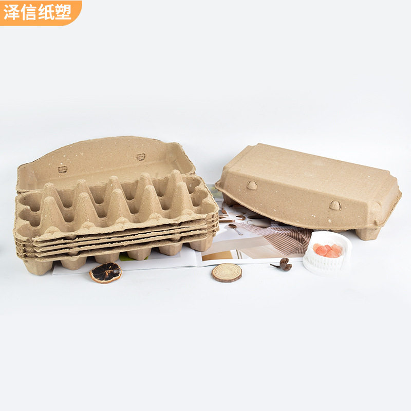 3×6 18-Piece Pulp Egg Tray Disposable Biodegradable Paper Plastic Packaging Box Egg and Duck Egg Sales Packaging Box