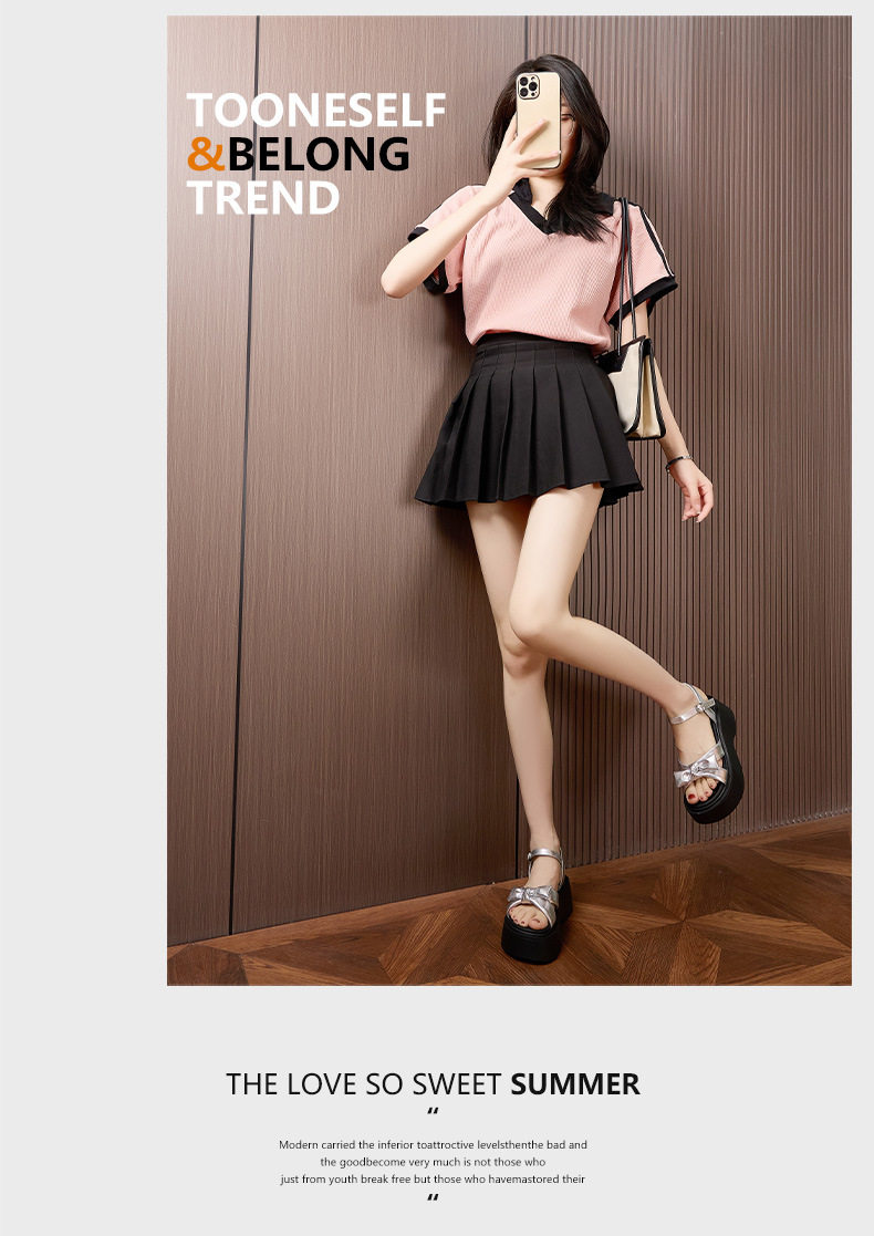 Dép sandal nữ xỏ ngón đế bệt phong cách hè nơ trang trí — Bạc, Đen chi tiết 11