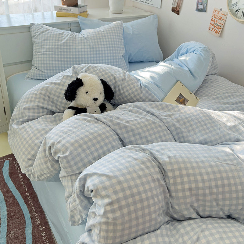 ミニグリッド-ブルー [肌に優しく、裸で寝ることができます]