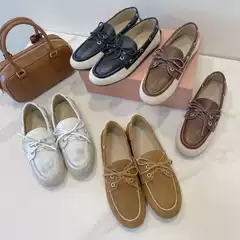 French Retro Genuine Leather Soft-Soled Loafers 2025 Spring and Autumn New Round-Toe Lace-Up Versatile Casual Loafers Granny Shoes
