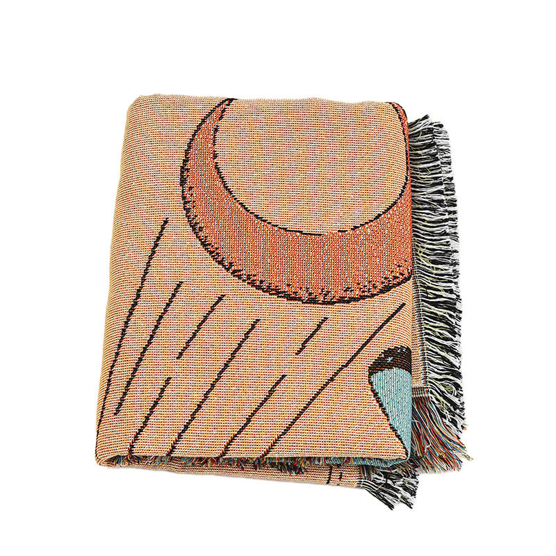 Ins Style Blanket Tapestries Cover Blanket Camping Blanket Illustration Casual Blanket Decorative Bed End Blanket American Style Retro Sofa Blanket