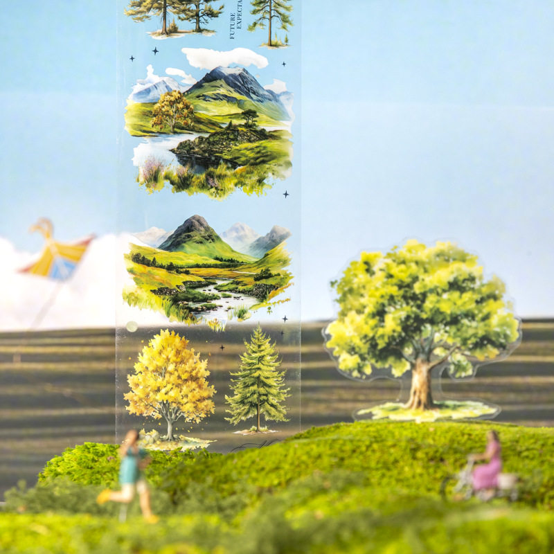 Ketchup Plant Landscaping Pet Tape, a Tree's Scenery, Small Fresh Material, Kidsren's Handbook DIY Collage