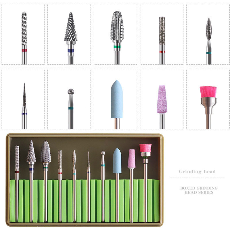 Spot wholesale New Sander nail tools alloy tungsten steel ceramic nail grinding head set polishing tools