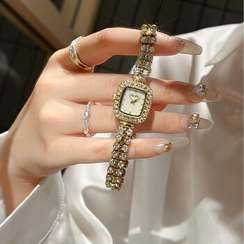 TikTok New Small Golden Ear Mermaid Square Women's Watch Student Party Women's Light Luxury High-end Small Sugar