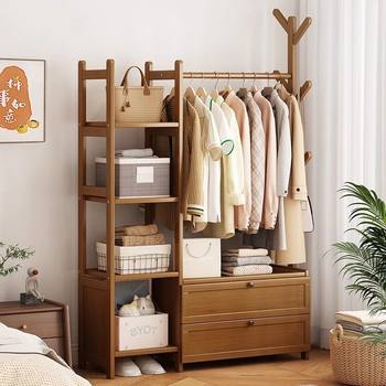 Clothes Rack Floor-Standing Bedroom Home with Storage Cabinet to Store Clothes at the Bedside at Night Multi-Functional Coat Rack