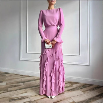 In Stock 2025 Spring European and American Cross-Border Foreign Trade High-End Dress Set with Three-Dimensional Ruffles, Slim-Fit Long Skirt Two-Piece Set