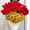 Valentine's Day Teacher's Day Gift Rose Sunflower Puff Flower Bouquet Blanket Hand-Woven Finished Product Available for Wholesale